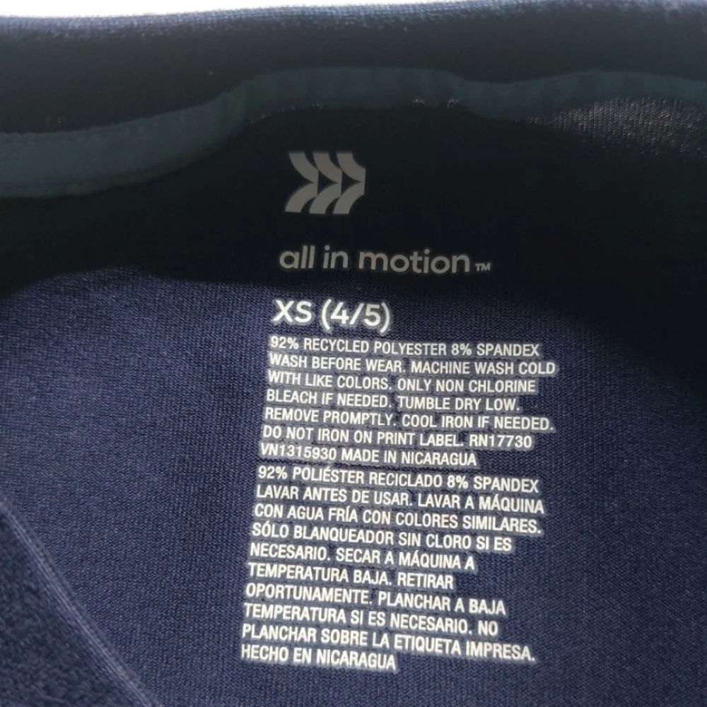 all In Motion Boys t-shirt Long Sleeve‎ Navy Size XS 4-5
